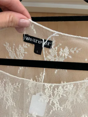 Wearever Long Sleeve White Floral Lace Top - size L thumbnail 2