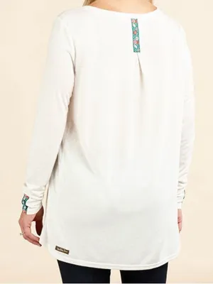Matilda Jane White Long Sleeve Floral Trim High Low Tunic Top Size S thumbnail 5