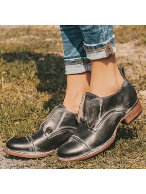 Freebird by Steven Mabel Leather Oxfords Distressed Edgy Grey Steampunk Loafers Flats 10 thumbnail 3