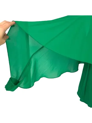 Zara Green Flowy Cape Blouse Layered Design Cut-Out Sleeves Size XS thumbnail 4