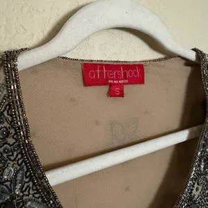 Vintage 90s does 20s Beaded Silk Embroidered Blouse Sz S Cap‎ Sleeve thumbnail 3