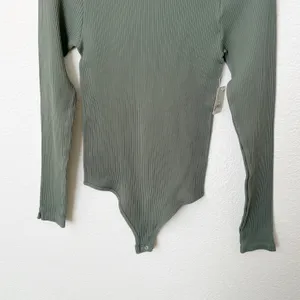 [Free People] Army Green XYZ Bodysuit Long Sleeve Ribbed Turtleneck NWT Sz L/XL thumbnail 6