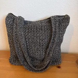 The Sak Lanie Market Tote Purse Crocheted Shoulder Bag Black Brown 14"x12" thumbnail 3