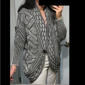 Size small 3/4 sleeve black patterned cardigan thumbnail 3