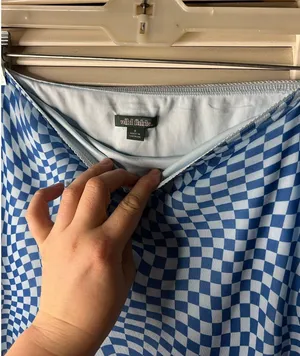 Wild Fable Small Blue White Checkered Stretch Skirt thumbnail 3