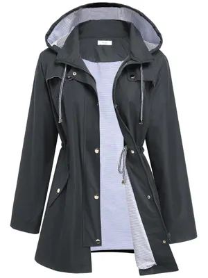 Hount Women Rain Jacket Lightweight Waterproof Lined Raincoat Trench Coat. Sz 8 thumbnail 1