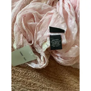 NWT Light Pink Infinity Scarf Swiss Dot Floral Embroidered Sheer Loop Scarf One thumbnail 2