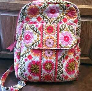 Rare Print Vera Bradley Essential Folkloric Lizzy Print Retro Quilted Backpack thumbnail 1