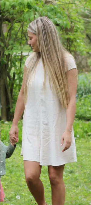 Cream Linen Dress Tan thumbnail 1