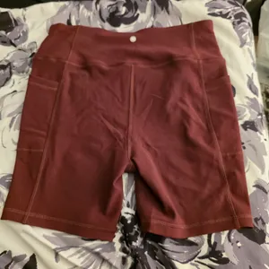 Women's High-Waist Bike Shorts and Crop Tank Set - Maroon thumbnail 2