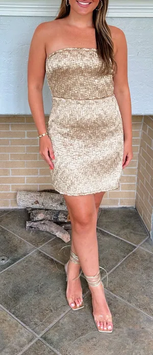 Cocktail Mini Dress Gold thumbnail 1