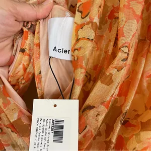NWT Acler Bicknell Shirred Printed Metallic-Cotton‎ Maxi Dress Size 4 thumbnail 7