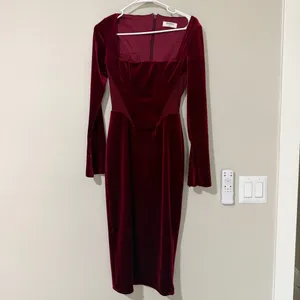House of CB Solaine Velvet Corset Lace Midi Dress Size Small thumbnail 3