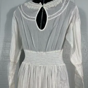 Free People White Victorian Waisted Mini Dress Ivory No Size EUC thumbnail 9
