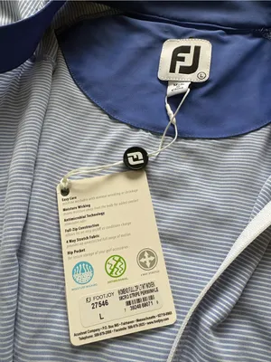 Footjoy Lightweight Periwinkle Striped Full Zip Jacket Womens Size L Golf NWT thumbnail 8