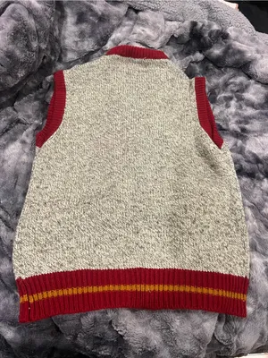 Gray and Red Knit Button-Front mens Sweater Vest thumbnail 2
