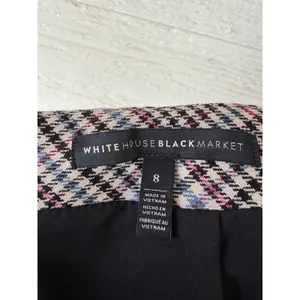White House Black Market Plaid Zip Mini Skirt Womens Black Blue Burgundy Size 8 thumbnail 6