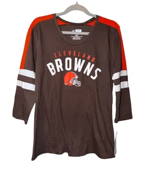 Cleveland Browns Womens Scoop Neck Tee, Medium thumbnail 1