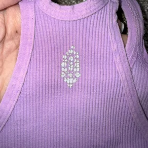 FP Movement Happiness Runs Tank Women XS/S Purple Ribbed Activewear Crop‎ Top thumbnail 4