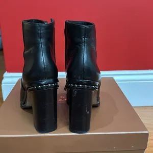 Coach Justina Black Ankle Boots‎ Women's Beaded Chain Accents size 6.5 thumbnail 4
