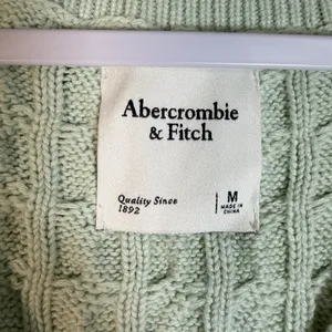 Y2K Abercrombie & Fitch Size-M Women's Cable Knit Sweater Mint Vest Preppy 90s thumbnail 3