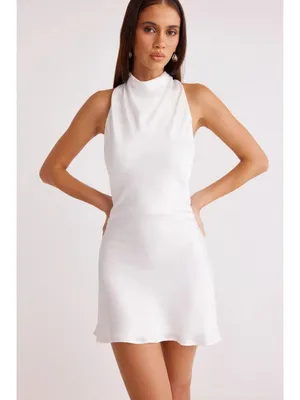 SNDYS Nixie Mini Dress in White Small New Womens Satin Open Back thumbnail 11