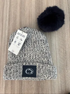 Love Your Melon NWT Penn State Pom Beanie Navy Blue and White OS thumbnail 4