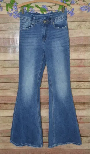 Rockin C Jeans Womens 28 Bell Bottom Flare Highrise Paper Bag Waist Retro Rodeo thumbnail 1