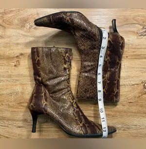 FIONI | Faux Snake Skin Pointed Boots, Size 7 thumbnail 1