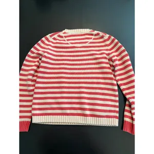 Eddie‎ Bauer Womens Red Cream Striped Cotton Crewneck Sweater Size Small thumbnail 5