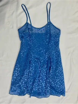 Vintage Y2K Petra Fashions Blue Burnout Floral Mini Dress Made USA thumbnail 8