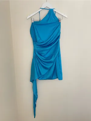 Babyboo Avery Mini Dress One Shoulder Satin Ruffle Fringe Size Medium thumbnail 5