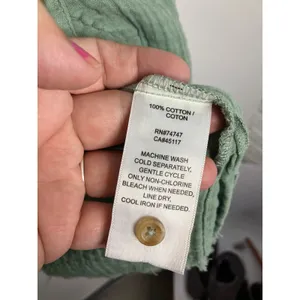 Natural Reflections Button Down Women M Green Excellent Frayed Cotton Gauze Top thumbnail 4