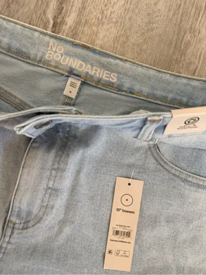 NWT No Boundaries Light Wash Denim Fray Bermuda Shorts, Size 18, 10" Inseam thumbnail 3
