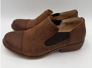 Kork-Ease Women's Brown Leather Cap Toe Brogue Slip-On Ankle Boots Size‎ 7 thumbnail 1