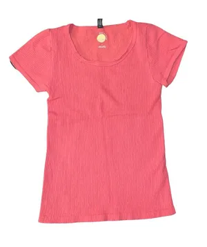 Daily Practice Anthropologie S Orange-coral Ribbed Scoop Neck Short Sleeve Top thumbnail 1