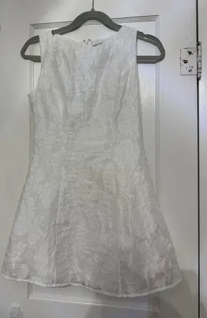 Lulus Sleeveless White Floral Jacquard Fit-and-Flare Dress thumbnail 1