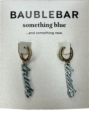 Bauble Bar Bride Gold and Blue Dangle Earrings thumbnail 1