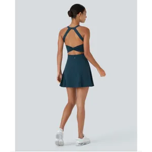 Halara‎ Majolica Blue Backless Twisted Active Dress XL Tennis Athleisure thumbnail 2