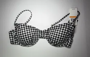 Salt + Cove Black and White Gingham Bikini Top - Small thumbnail 1