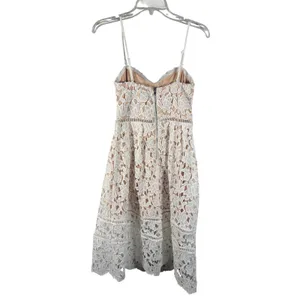 Just Me White Floral Lace Sweetheart Cocktail‎ Dress Nude Lining Small thumbnail 2