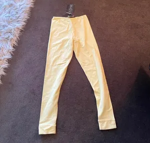 Vintage Carushka Bodywear Pastel Yellow Low-Mid Rise Cuffed Tights/ Leggings Cuffed thumbnail 5