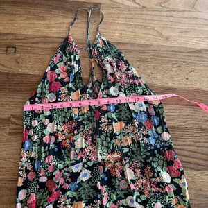 Zara Woman Floral Halter Midi Dress Black Multi Keyhole Backless XS thumbnail 7