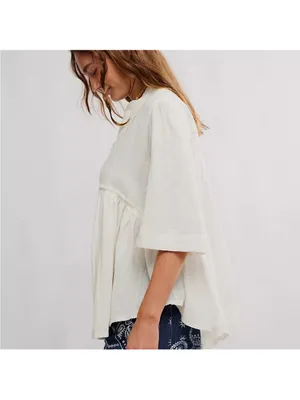 Free People We the Free Willow Button Down Ivory NWT size Small Light Boxy Airy thumbnail 3