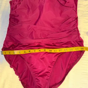 Miraclesuit Rendezvous One Pc‎ Swimsuit Burgundy Mesh High Neck Tummy Control thumbnail 7