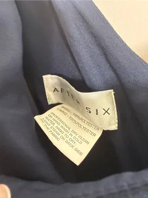 After Six Bow One-Shoulder Trumpet Gown Navy Blue Maxi Dress Size 2 thumbnail 5