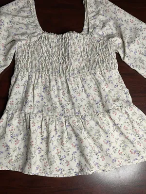 Paper Crane Smocked Floral Blouse- X-Small thumbnail 2