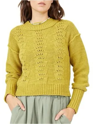 Free People Bell Song Pullover Jumper‎ Sweater Knit Green size Small thumbnail 1