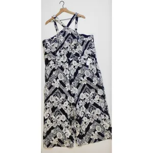 NWT!! Anthropologie MAEVE Magda Halter Jumpsuit Retro Floral Wide Legs Size 24W‎ thumbnail 2