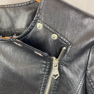 Nanette Lepore Black Faux Leather Zip Up Cropped Moto Motorcycle Jacket S thumbnail 5
